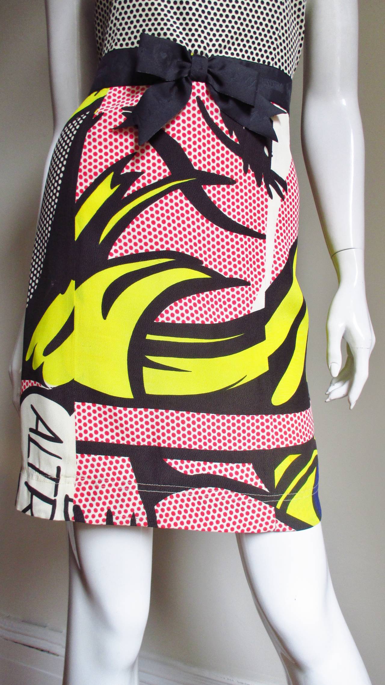 1990s Moschino Lichtenstein Comic Book Print Dress 1