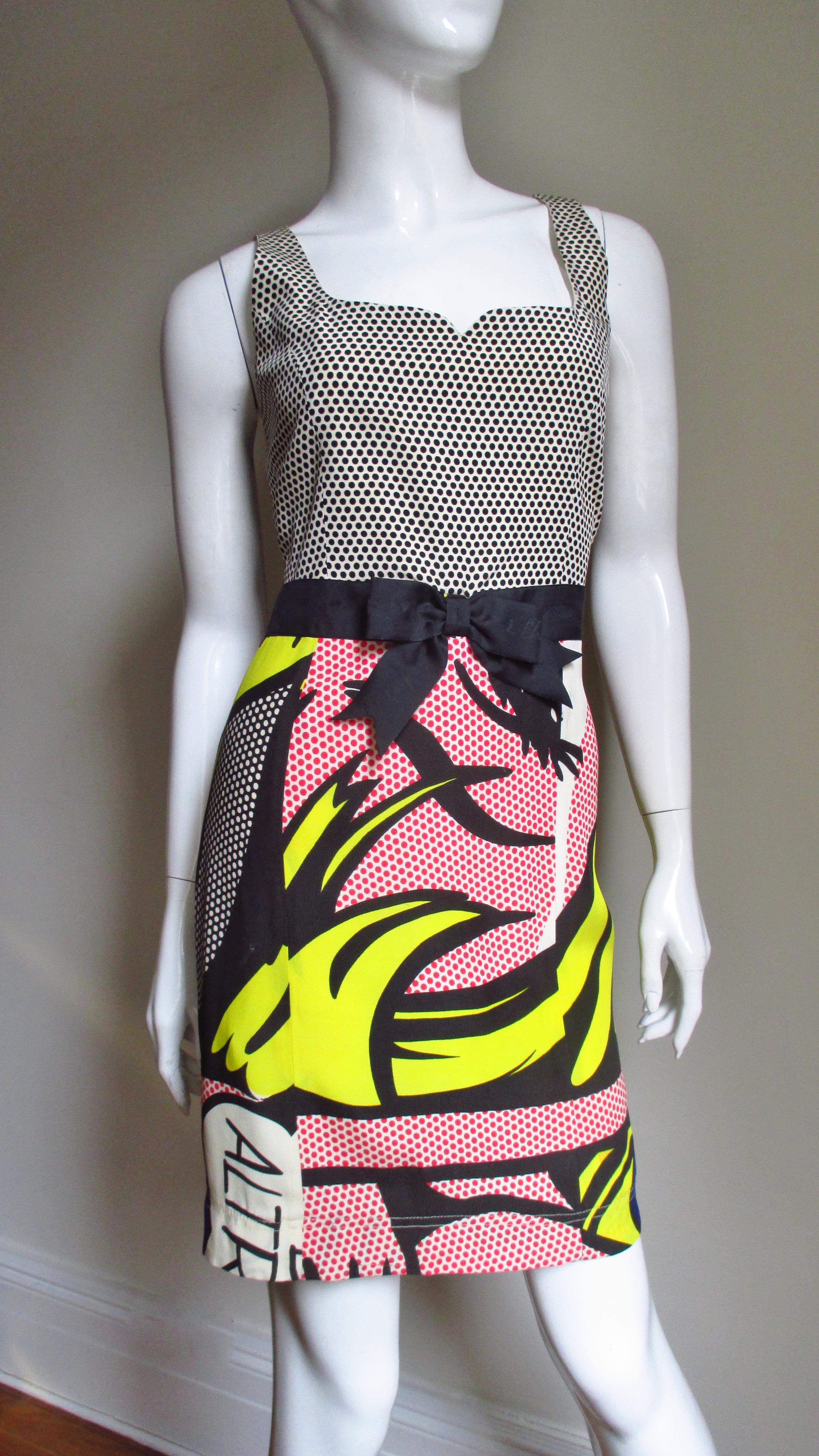 1990s Moschino Lichtenstein Comic Book Print Dress 2