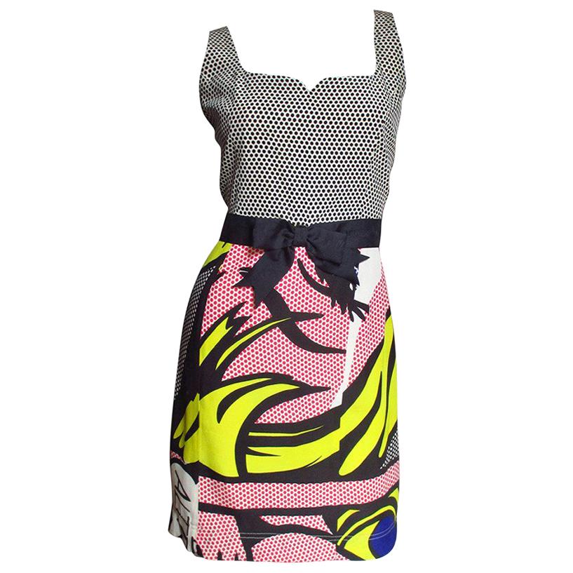1990s Moschino Lichtenstein Comic Book Print Dress