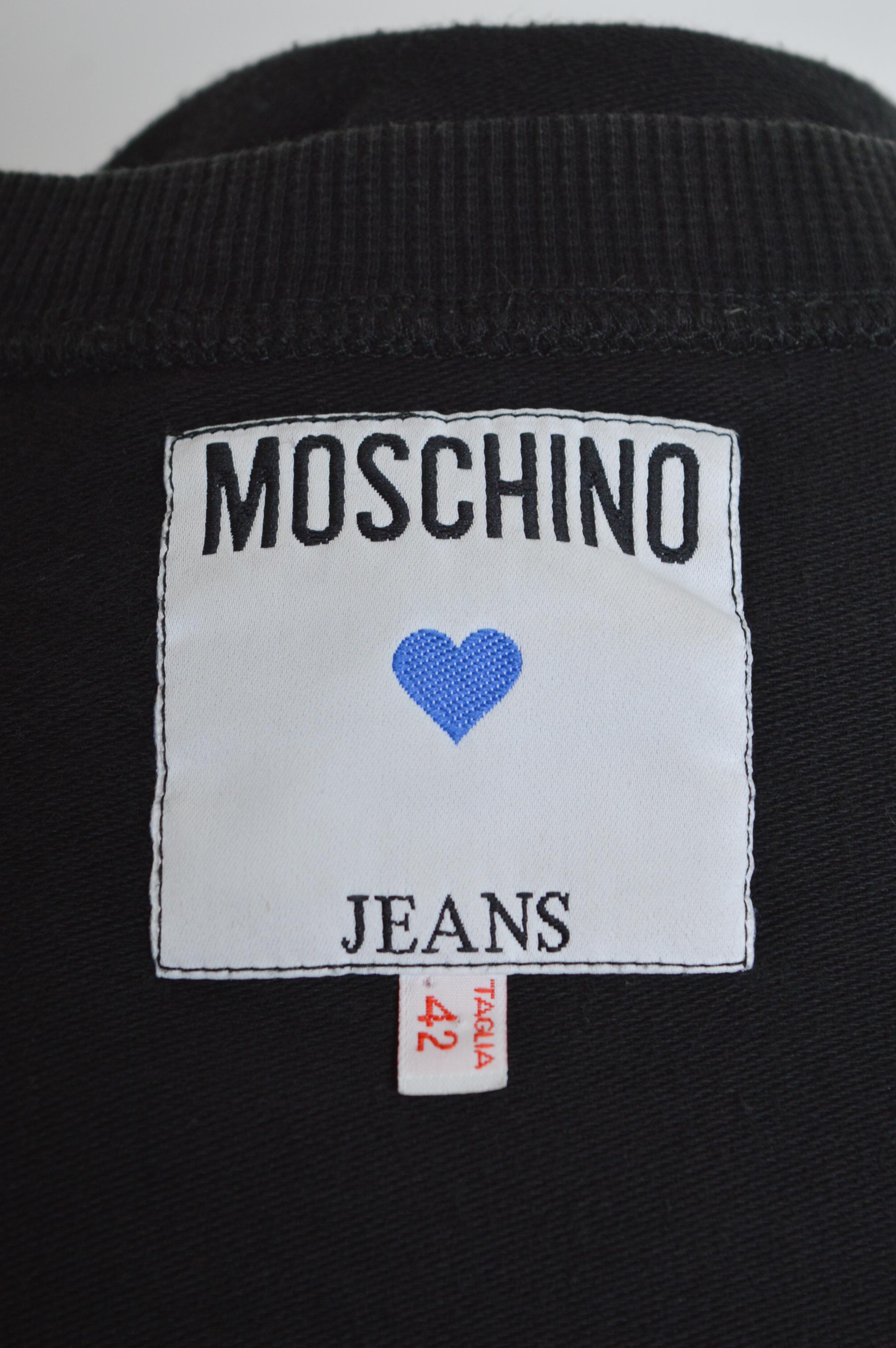 1990s Moschino List Slogan Fun Graphic Little black long sleeve Micro mini Dress In Fair Condition For Sale In Sheffield, GB
