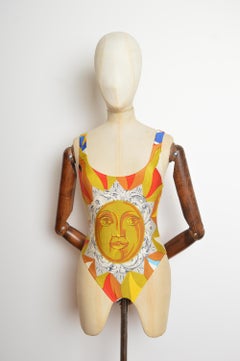 1990’s MOSCHINO mare Rococo Baroque Sun print Swim suit - Bathing Suit
