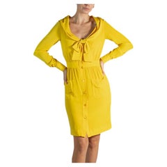 1990S Moschino Milano Yellow Rayon & Silk Cocktail Dress