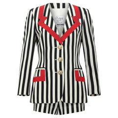 Tuta corta Moschino anni '90 a righe monocromatiche e rosse