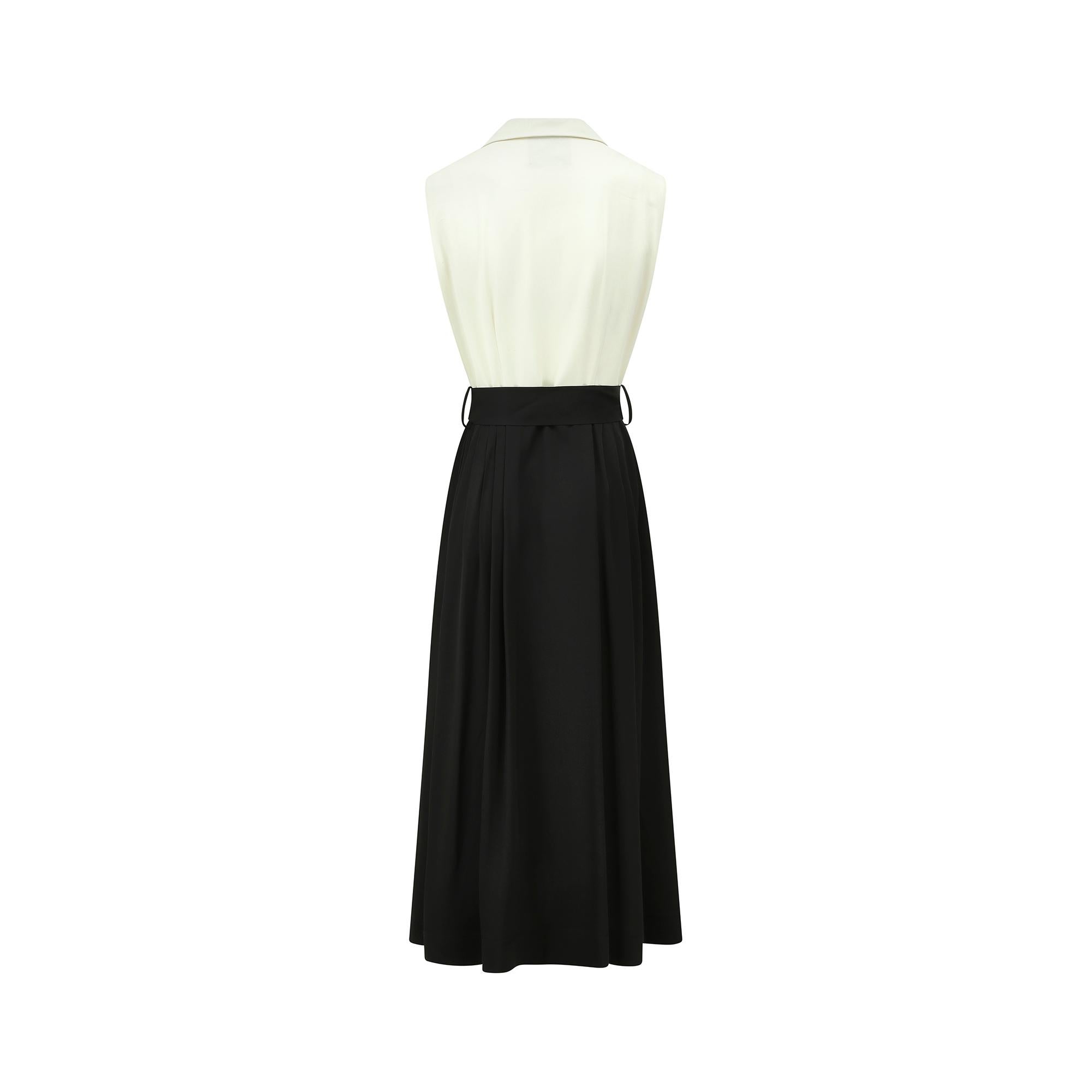 1990s Moschino Monochrome Sleeveless Tuxedo Dress In Excellent Condition For Sale In London, GB