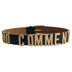 1990s Moschino No Comment Belt Gold Letters on Black Leather Redwall