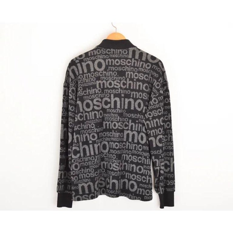 1990er Moschino „Off Key“ Langarm-Pullover aus Fleece in Schwarz