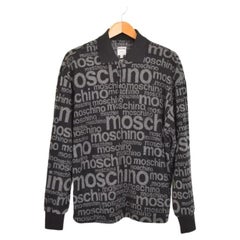 1990's Moschino 'Off Key' Long Sleeve Fleece Top Sweater in Black and Grey