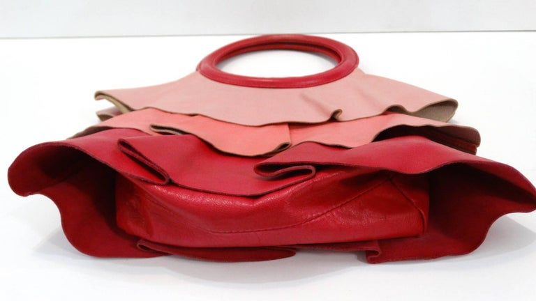1990s Moschino Ombre Leather Ruffle Handbag at 1stDibs