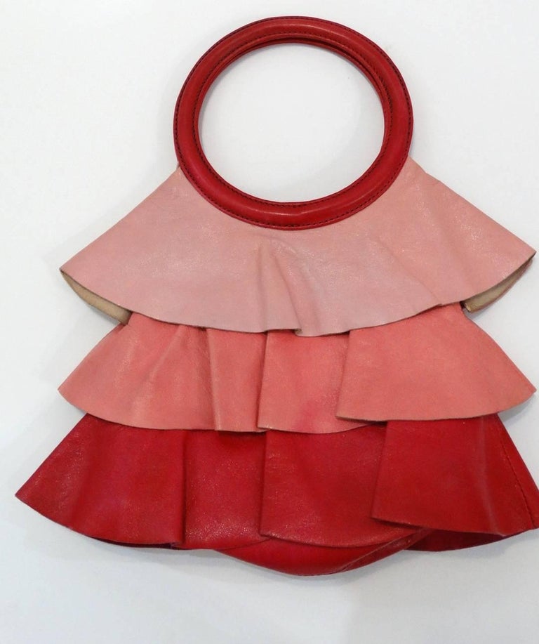 1990s Moschino Ombre Leather Ruffle Handbag at 1stDibs