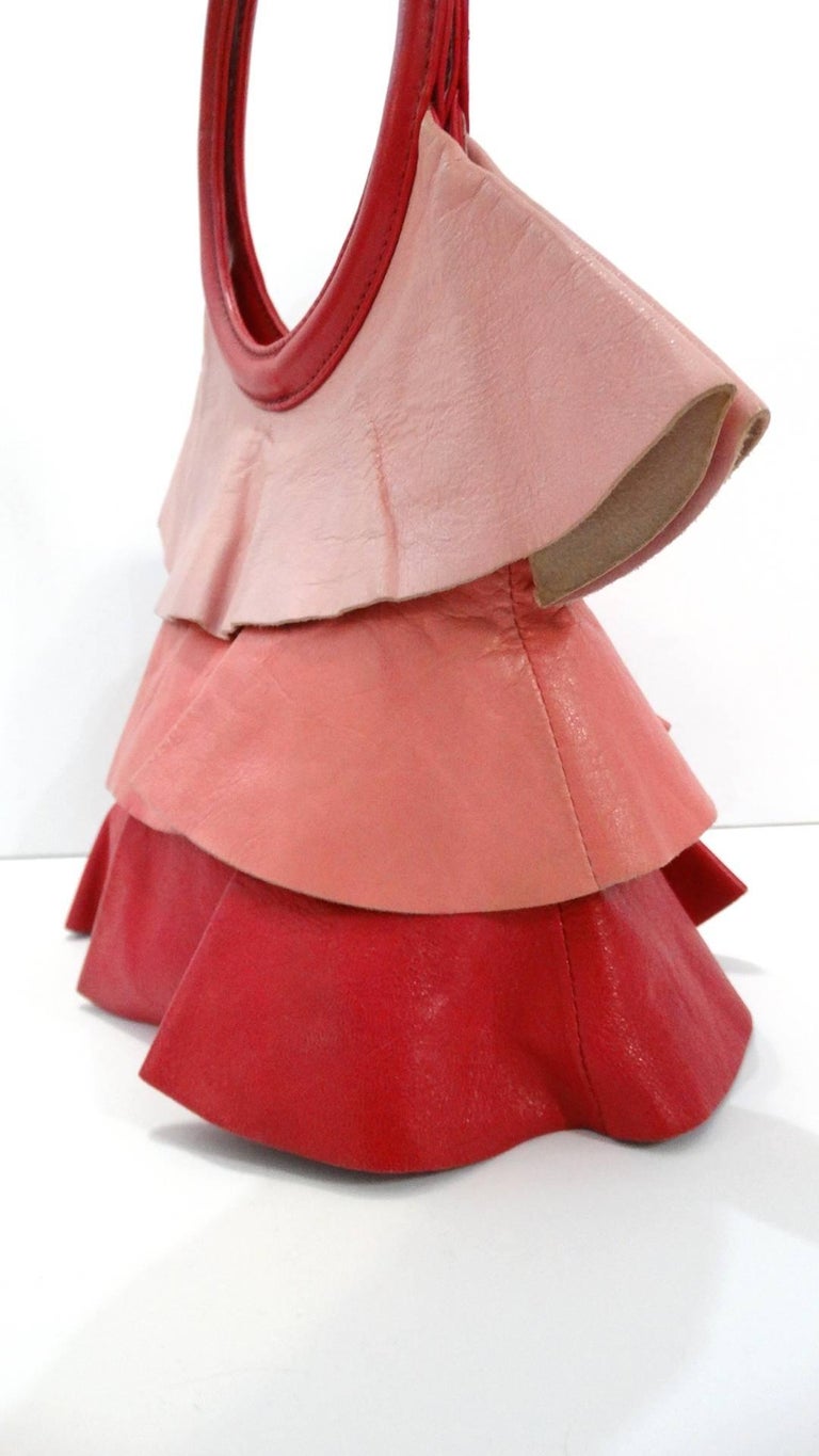 1990s Moschino Ombre Leather Ruffle Handbag at 1stDibs