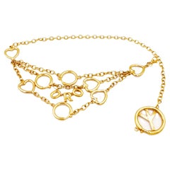 1990s Moschino Oro Gold Chain Belt Hearts & Peace Sign
