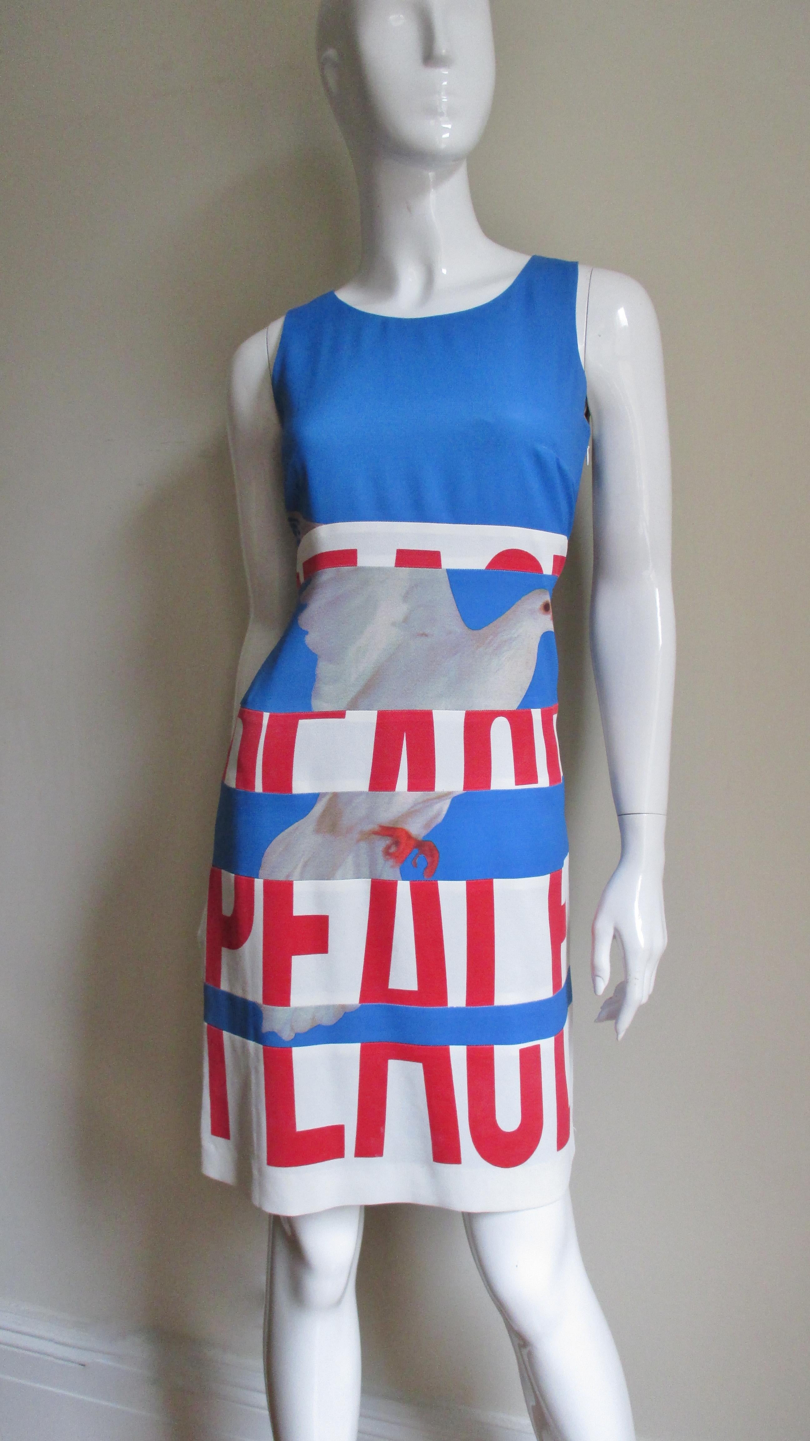 Gray Moschino Peace and Stop War Dress For Sale