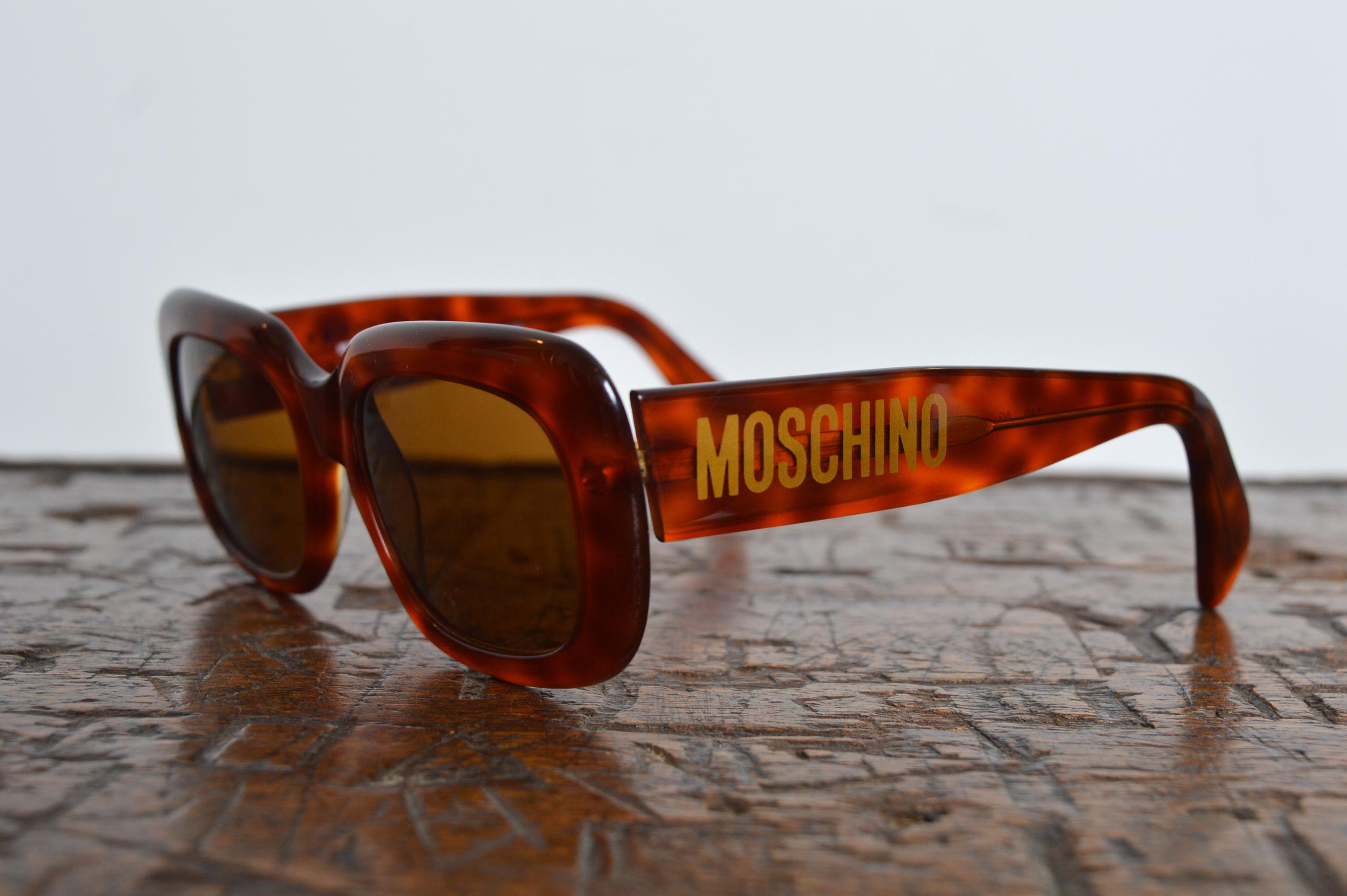 1990er Moschino Persol Occhialli Schildpatt-Schildkrötenpanzer quadratische ovale Schirm-Sonnenbrille - Sonnenbrille im Angebot 5
