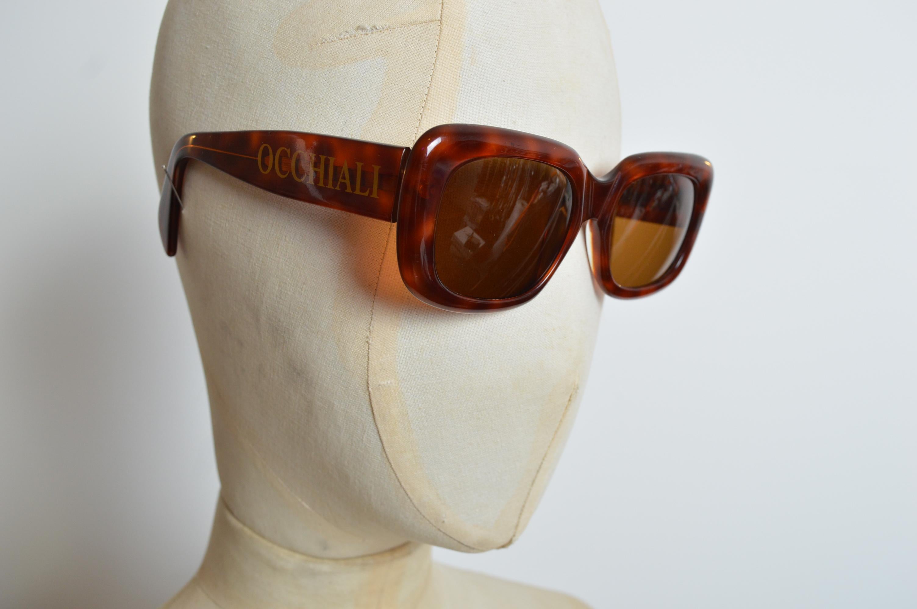 1990er Moschino Persol Occhialli Schildpatt-Schildkrötenpanzer quadratische ovale Schirm-Sonnenbrille - Sonnenbrille im Angebot 6