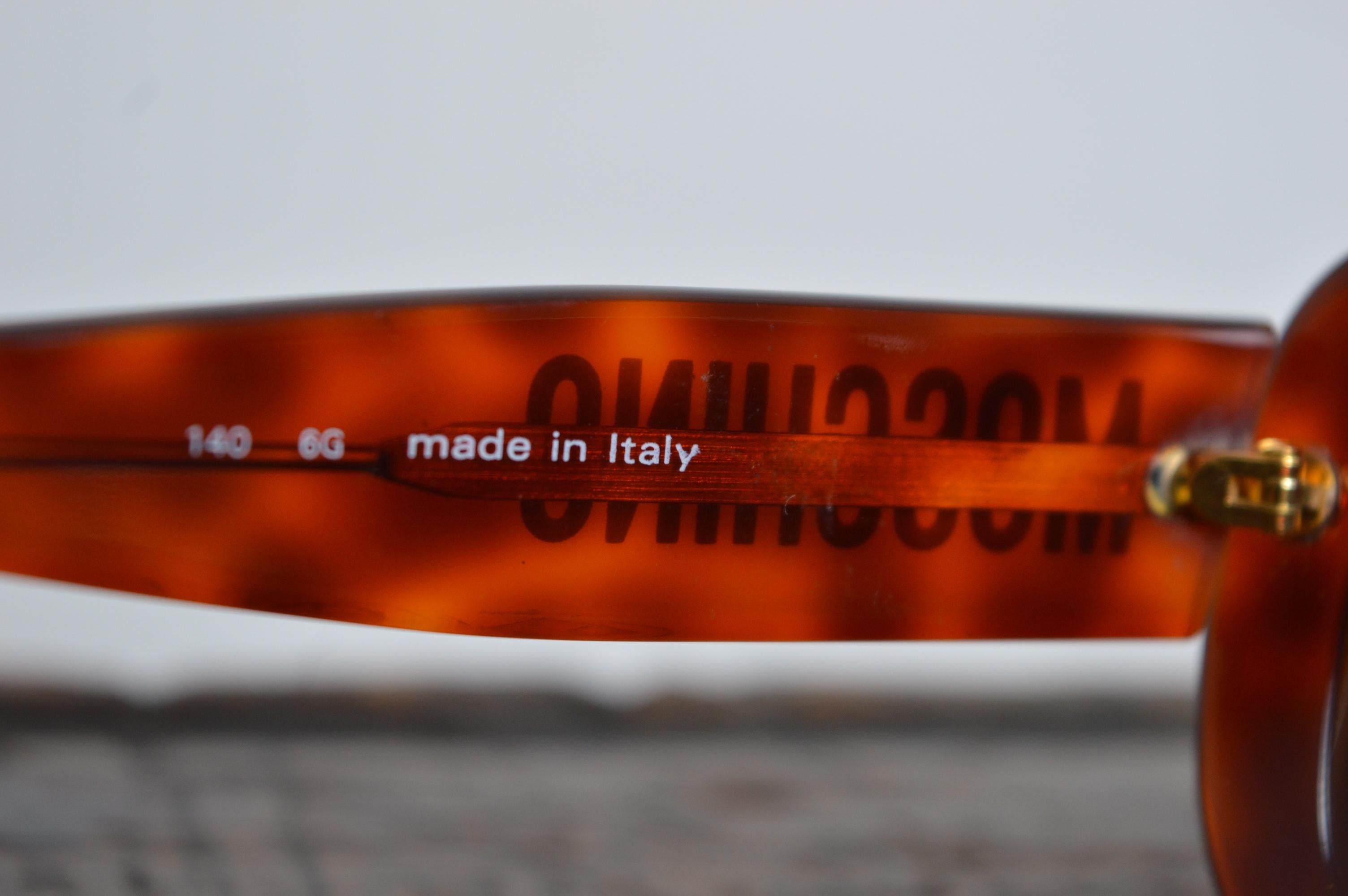 1990er Moschino Persol Occhialli Schildpatt-Schildkrötenpanzer quadratische ovale Schirm-Sonnenbrille - Sonnenbrille im Angebot 8