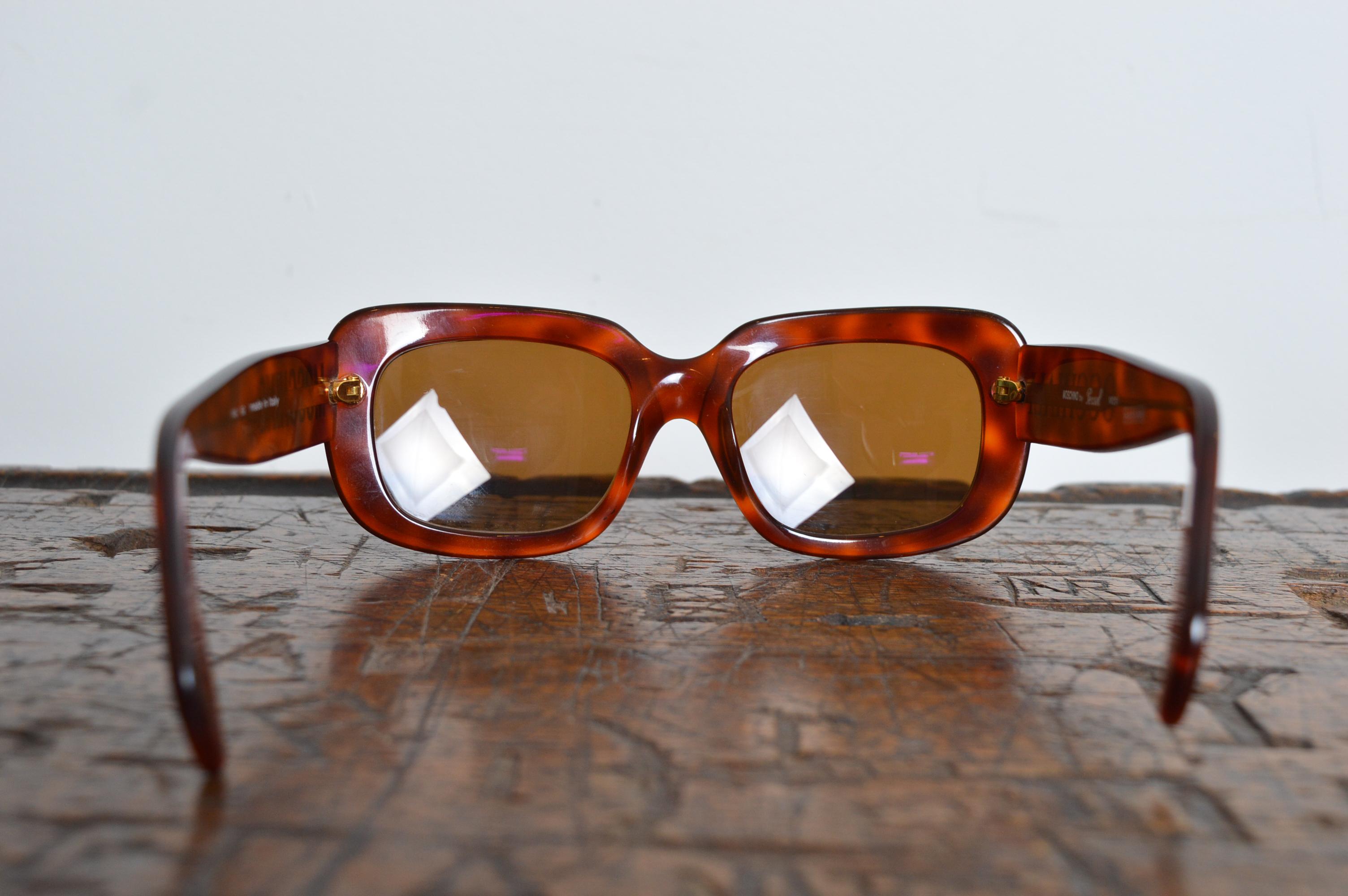 1990er Moschino Persol Occhialli Schildpatt-Schildkrötenpanzer quadratische ovale Schirm-Sonnenbrille - Sonnenbrille im Angebot 9