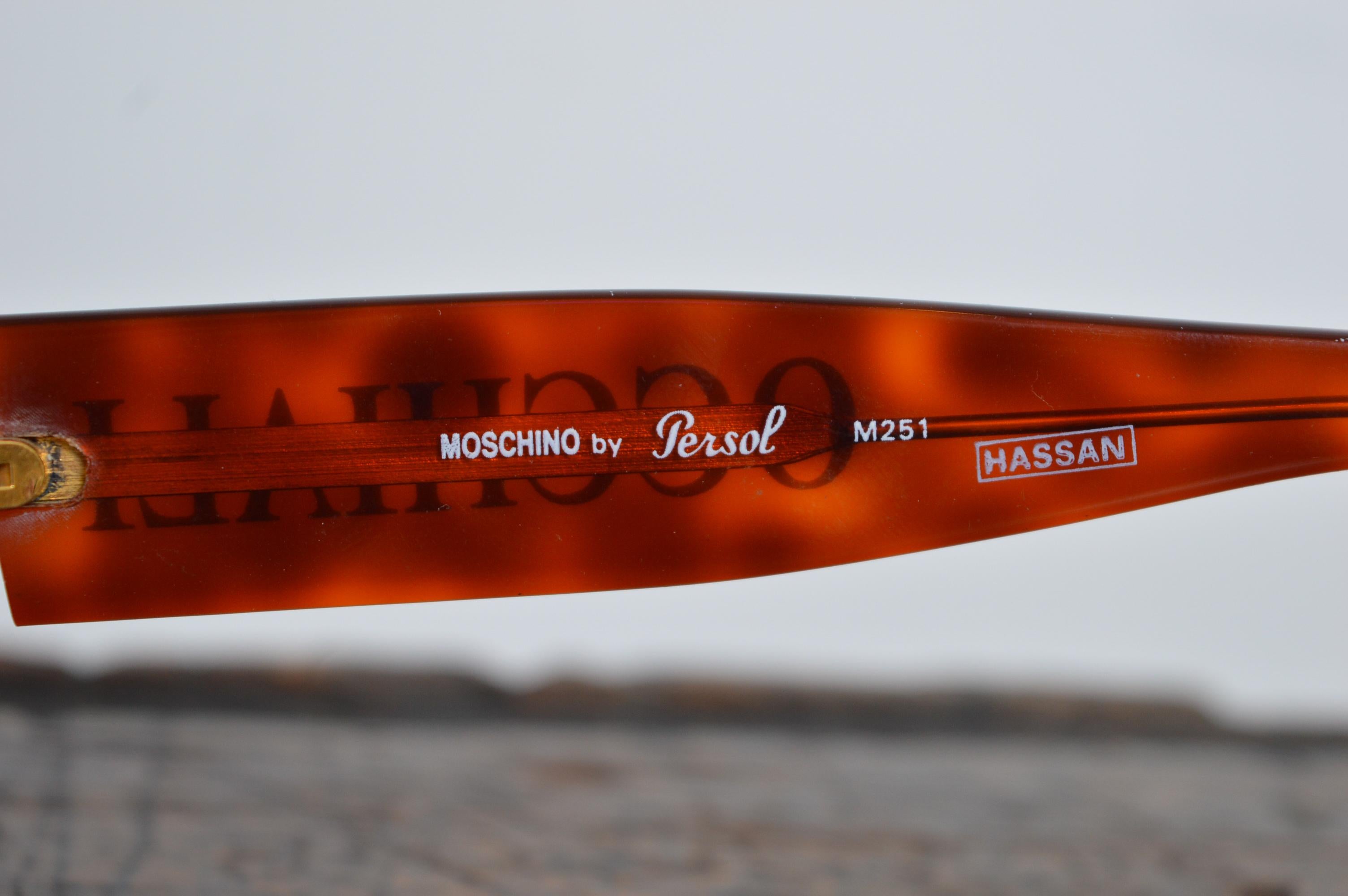 1990er Moschino Persol Occhialli Schildpatt-Schildkrötenpanzer quadratische ovale Schirm-Sonnenbrille - Sonnenbrille im Angebot 3
