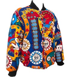 1990's Moschino Pinball Printed Puffer Coat Jacket