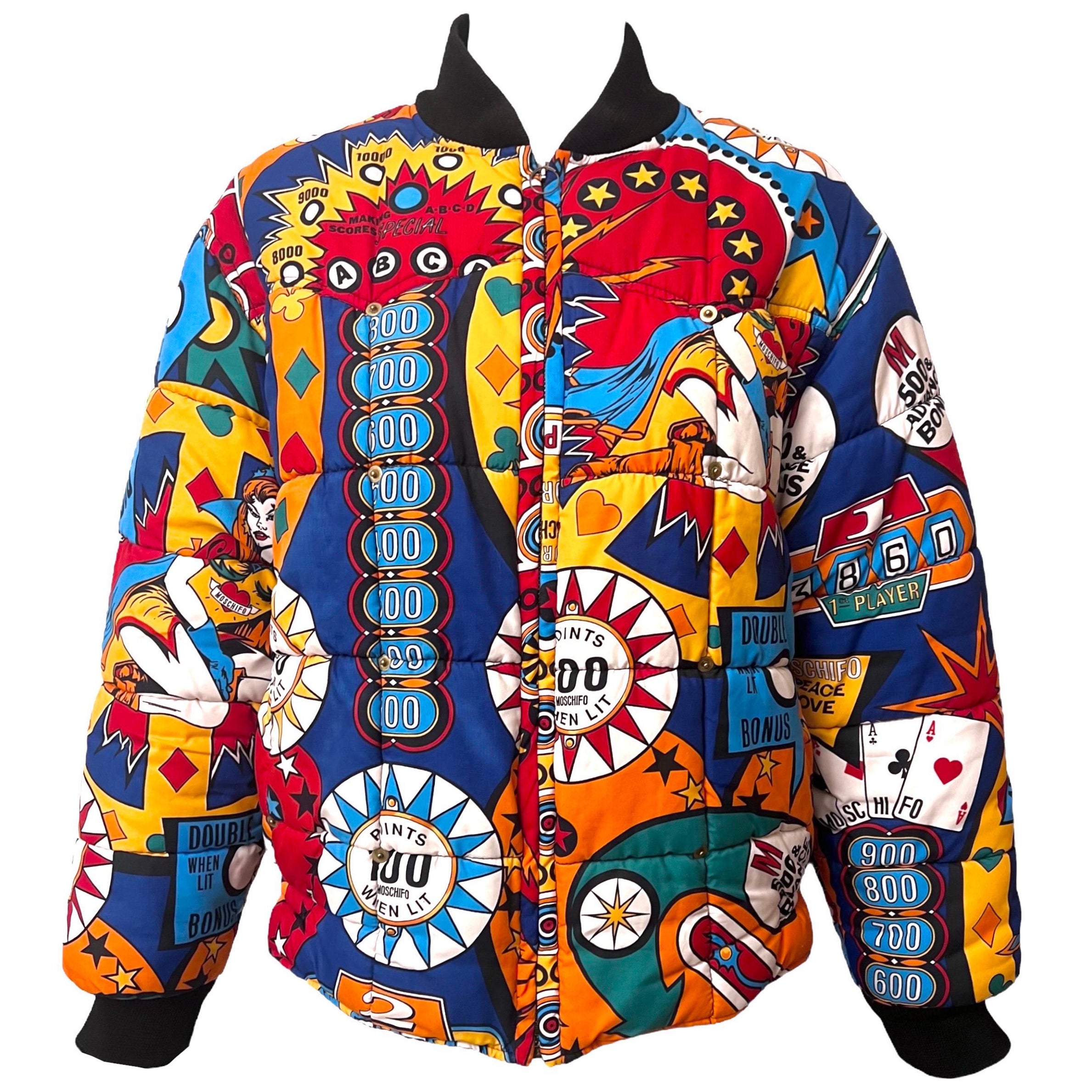1990
s Moschino Pinball Printed Puffer Coat Jacket