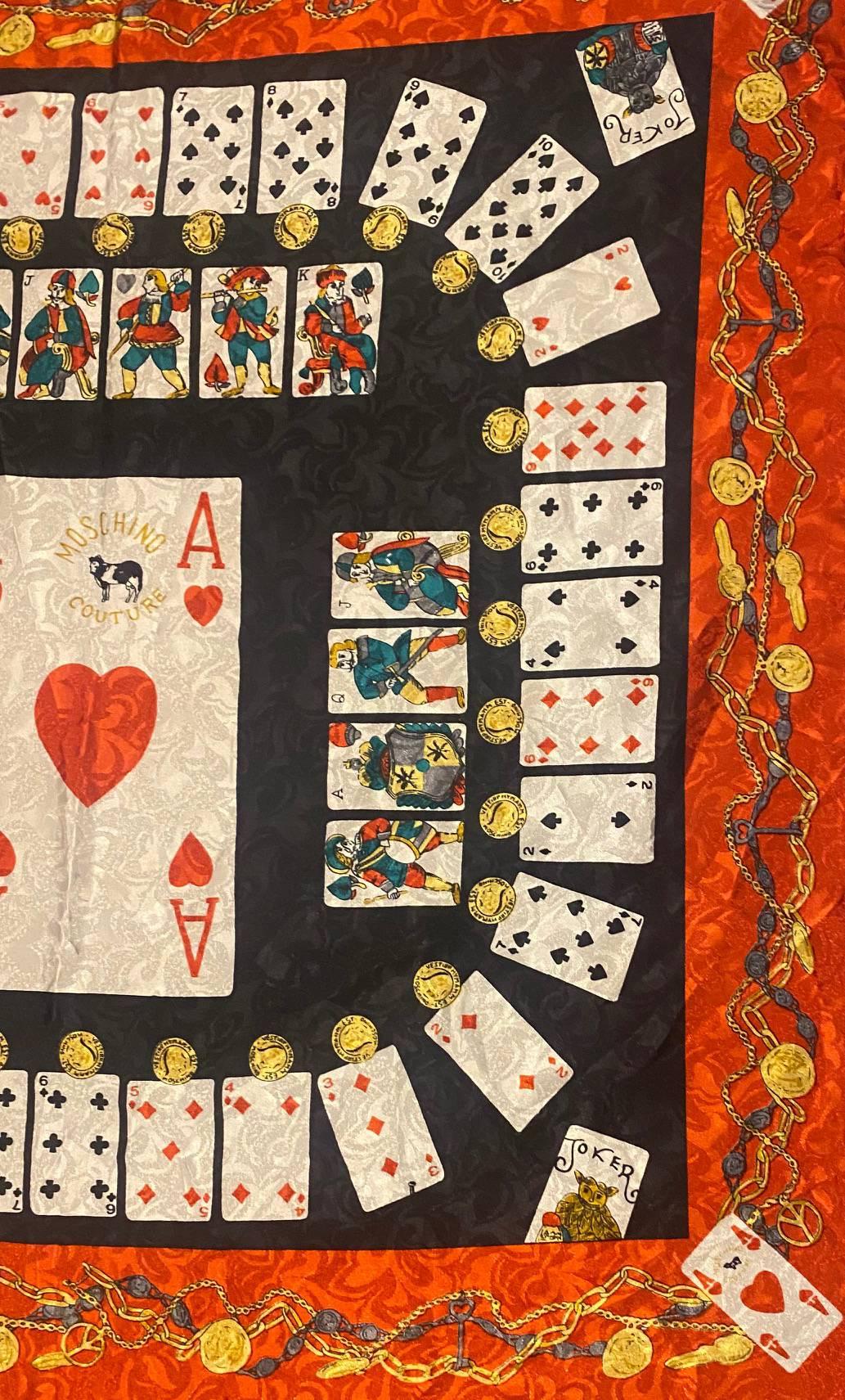  1990s Moschino Playing Cards Print Scarf  In Good Condition In London, GB
