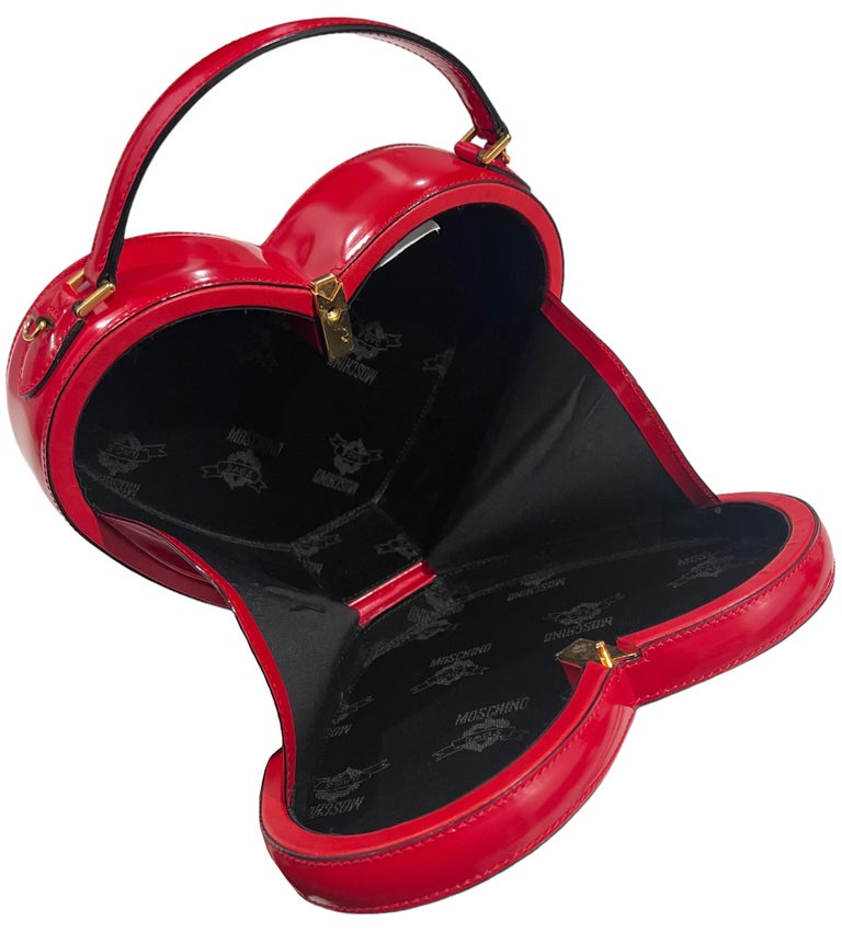 Moschino Vintage Rare Black Leather Heart Bag The Nanny