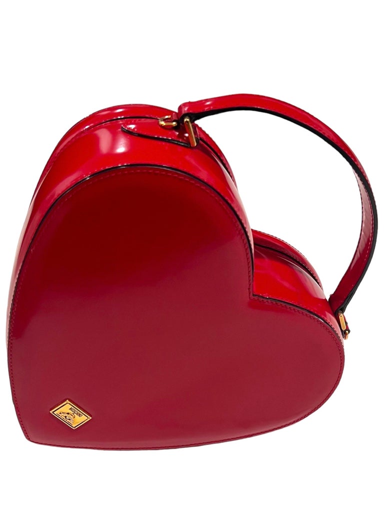 1990's Moschino Red Leather Heart Bag seen on The Nanny