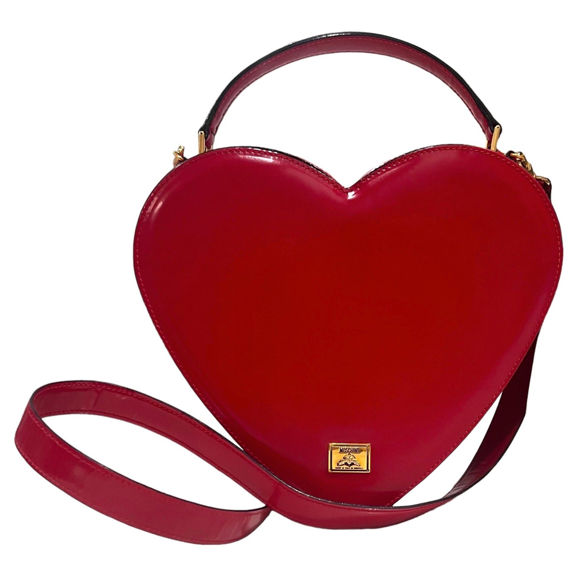 1990's Moschino Red Leather Heart Bag seen on The Nanny