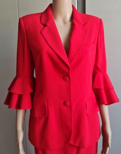 1990s Moschino "repetita juvant" red skirt suit size IT42