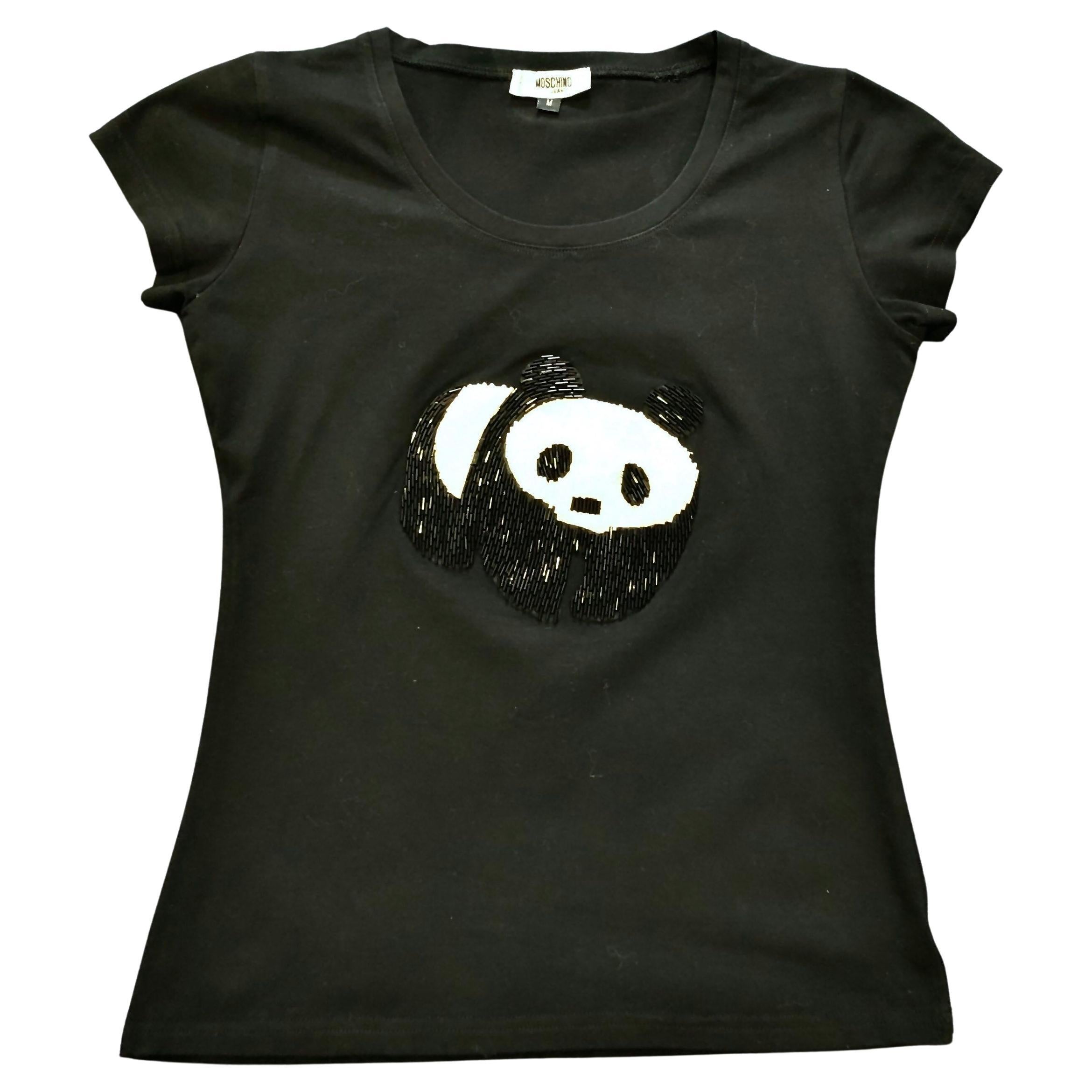 1990s Moschino Sequin Panda T Shirt in vendita
