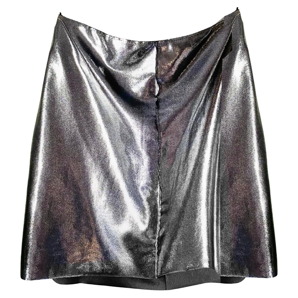 1990er Moschino Silber Metallic Rock mit hoher Taille
