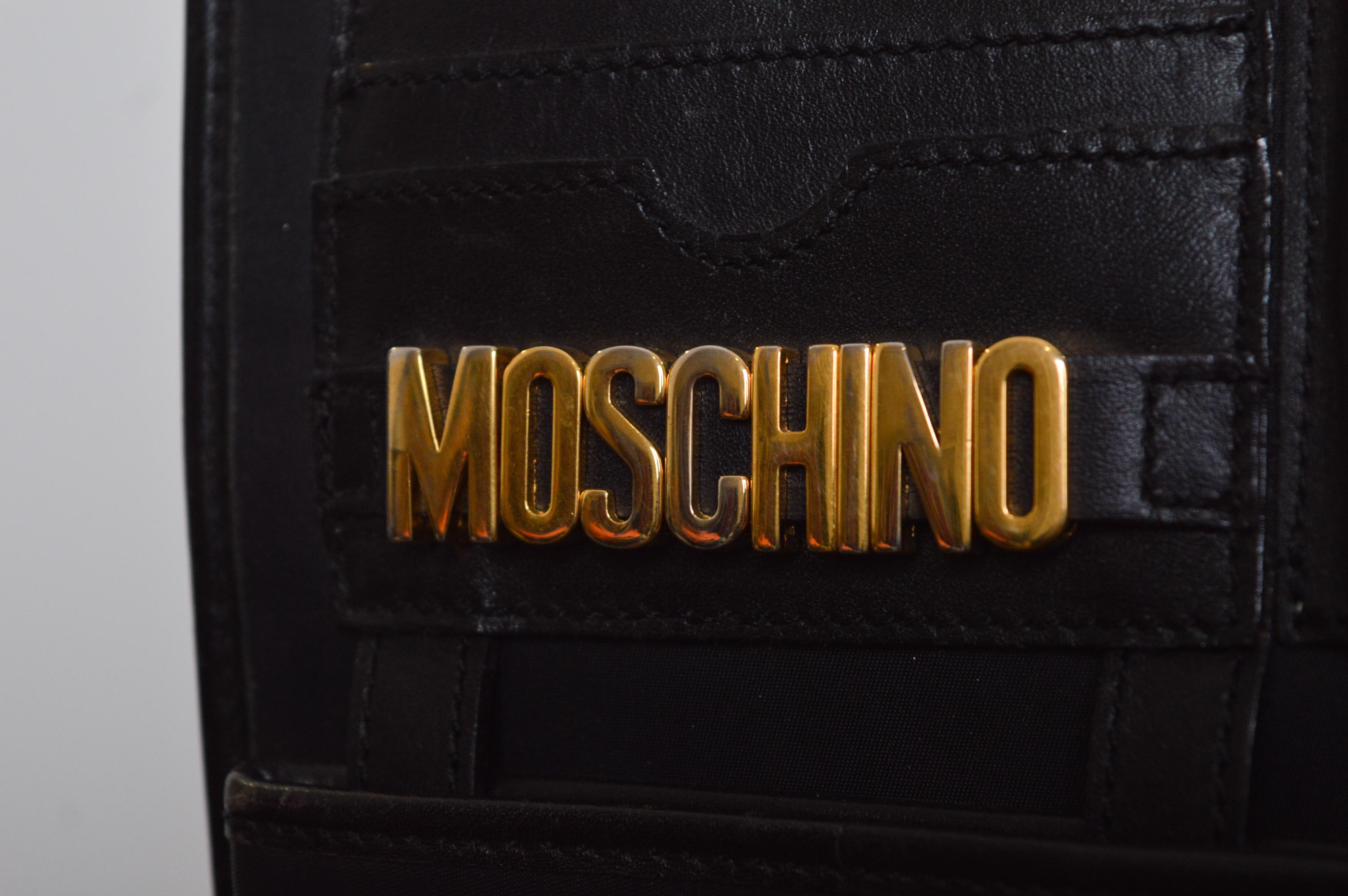 1990's Moschino Stationary Multi Pocket Archive Tactical Black Satchel - Bag Unisexe en vente