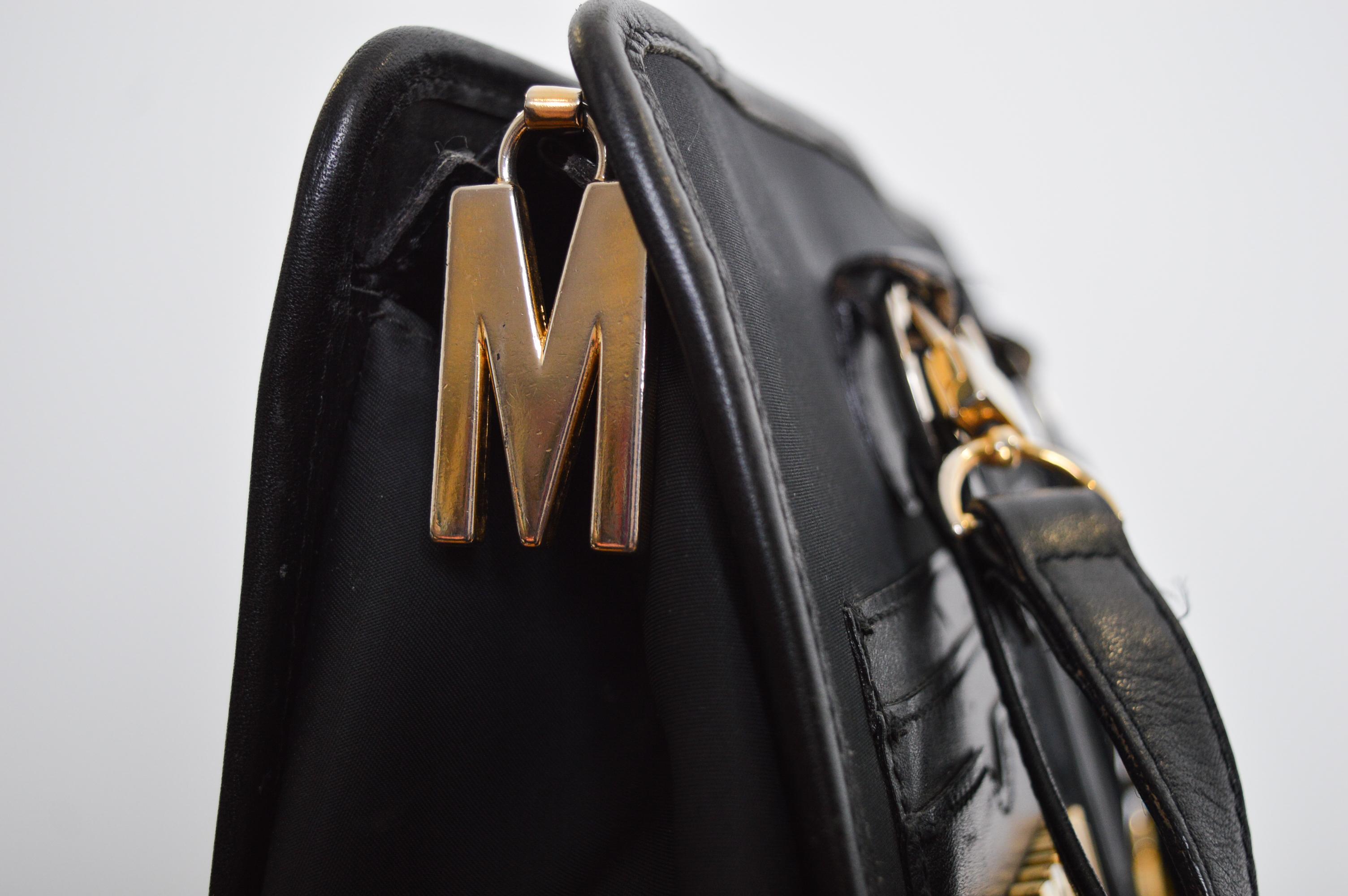 1990's Moschino Stationary Multi Pocket Archive Tactical Black Satchel - Bag For Sale 5