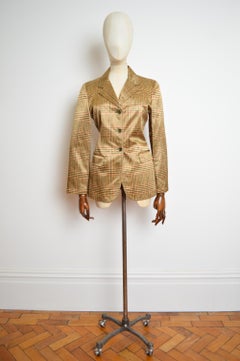 1990’s MOSCHINO trompe l’œil Gold tweed Weave print Satin Blazer suit Jacket