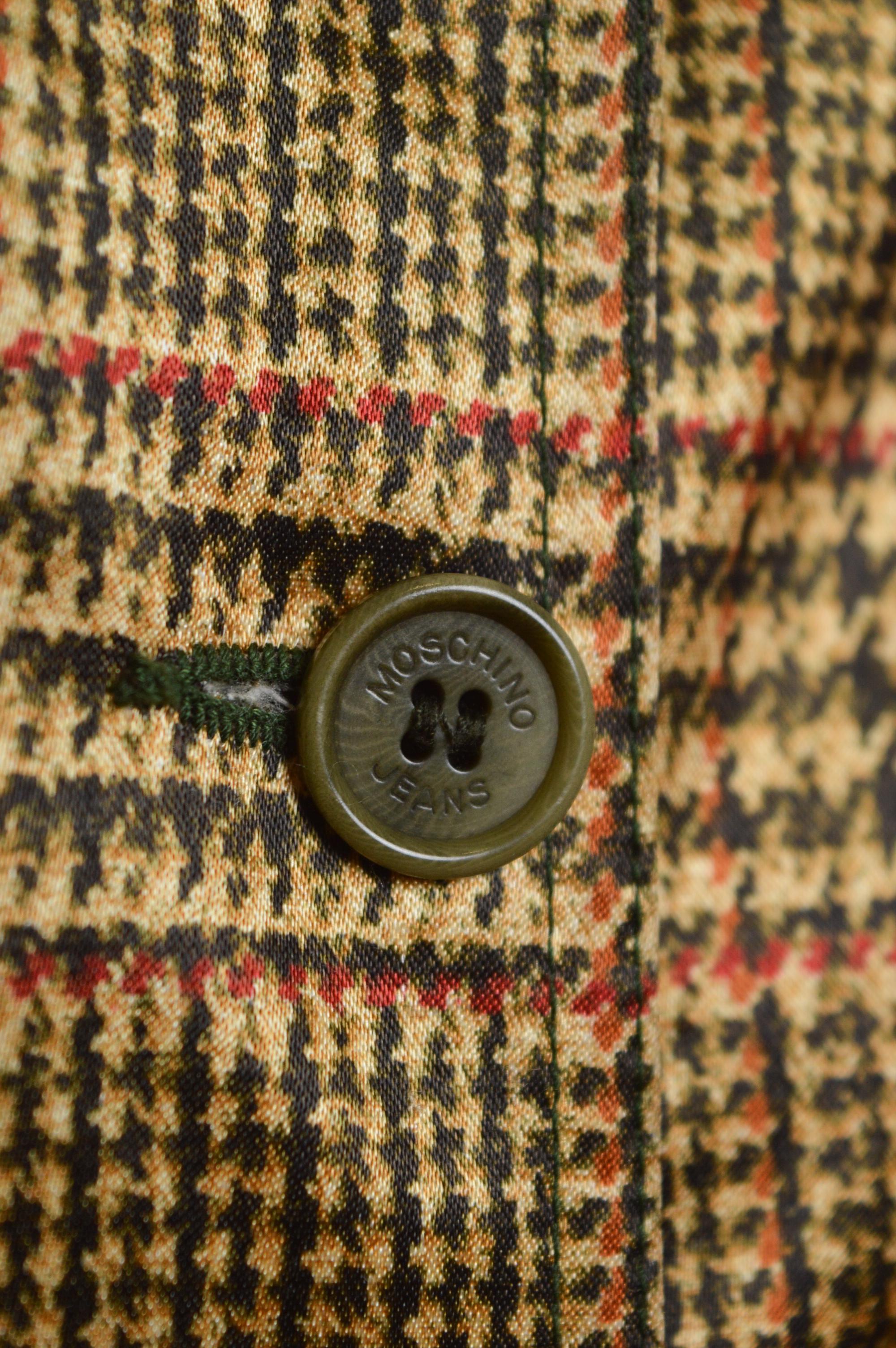 1990's MOSCHINO trompe l'œil Gold tweed Weave print Satin Blazer suit Jacket en venta 3