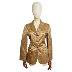 1990’s MOSCHINO trompe l’œil Gold tweed Weave print Satin Blazer suit Jacket