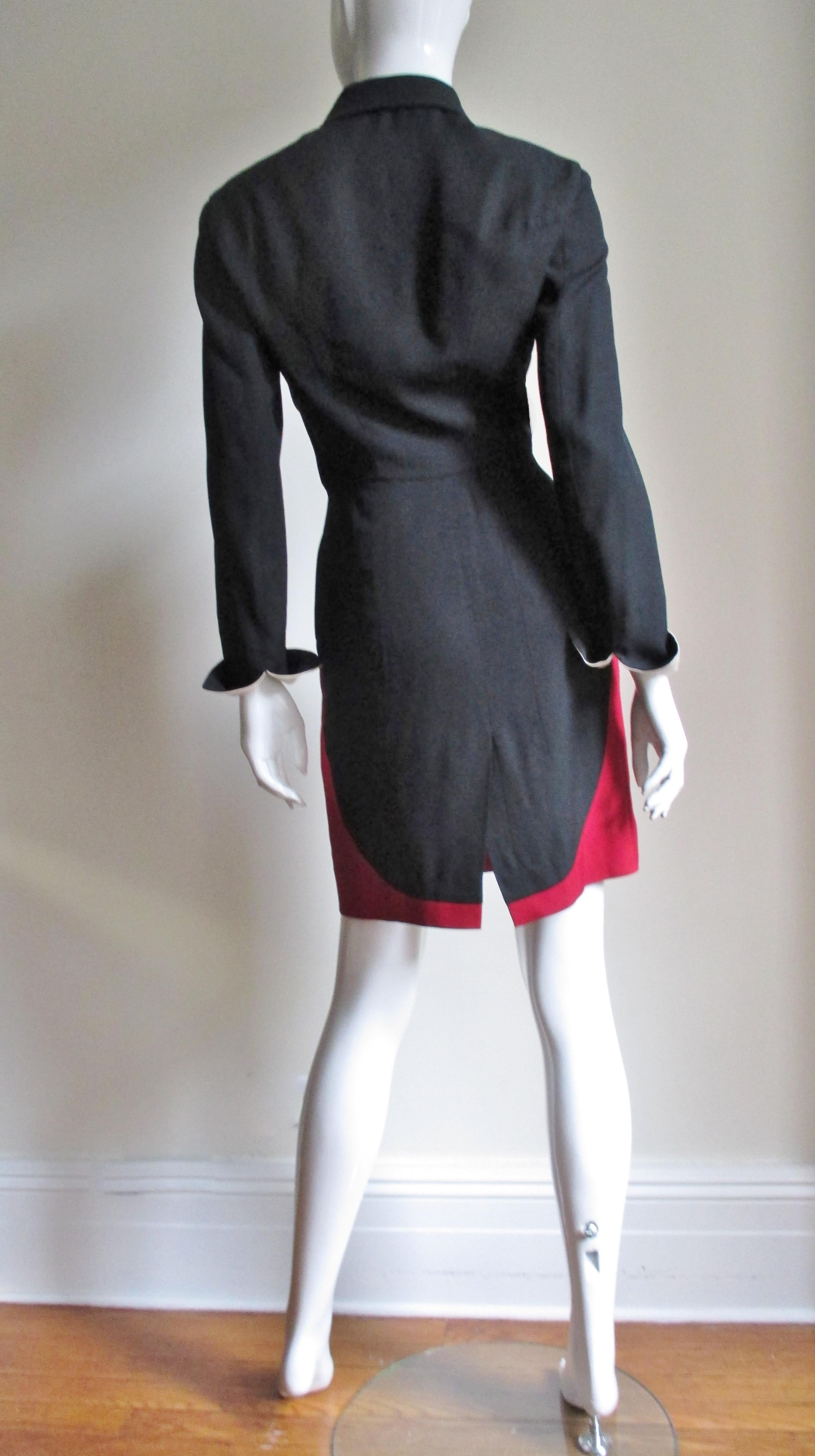  Moschino Color Block Tuxedo Dress 1990s For Sale 5