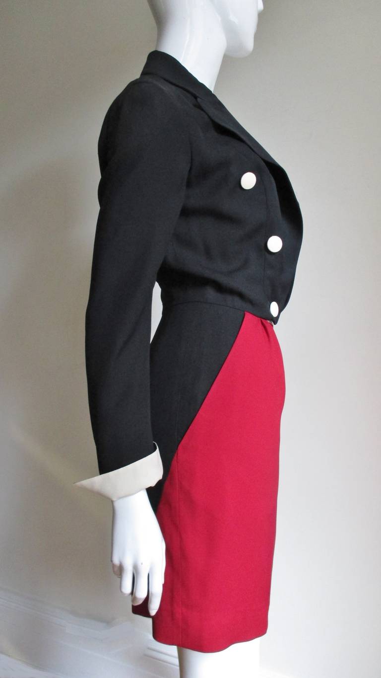  Moschino Color Block Tuxedo Dress 1990s For Sale 1