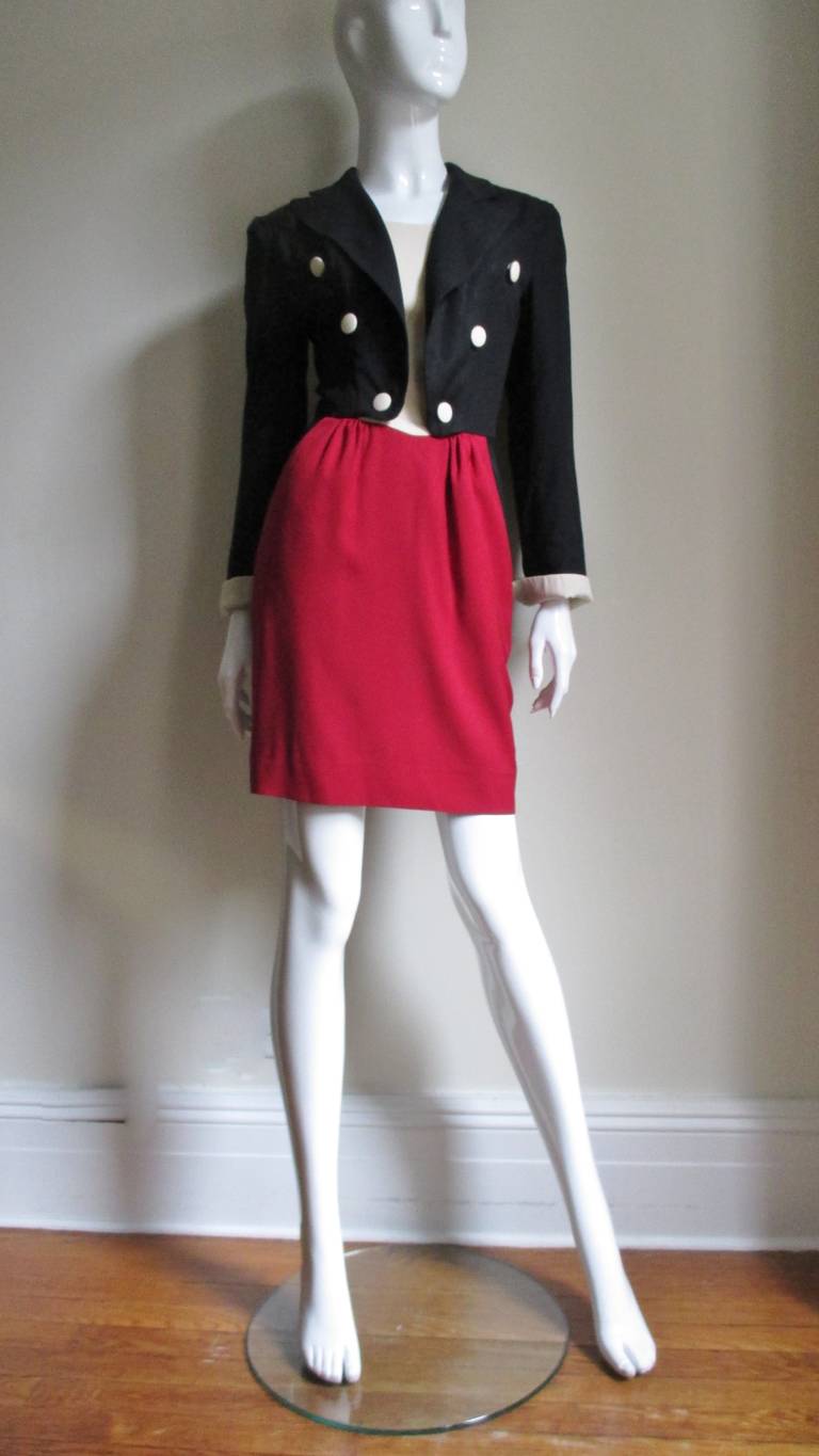 Women's  Moschino Color Block Tuxedo Dress 1990s For Sale