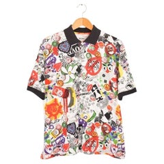 1990's Moschino Vintage Abstract Colourful Print Polo Shirt - Tee