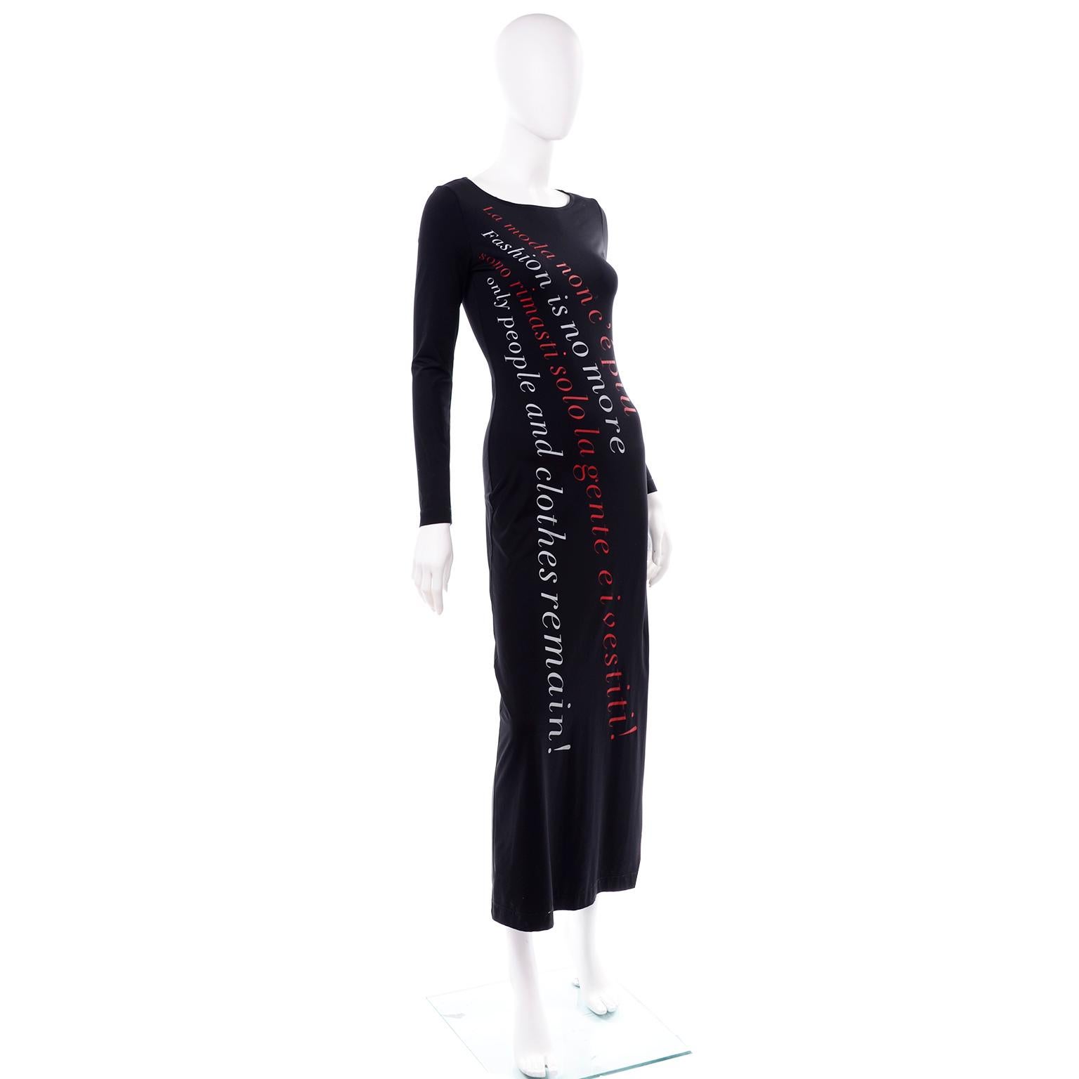 1990s Moschino Vintage Bodycon Fashion Is No More Red & Black Statement Dress In Excellent Condition In Portland, OR