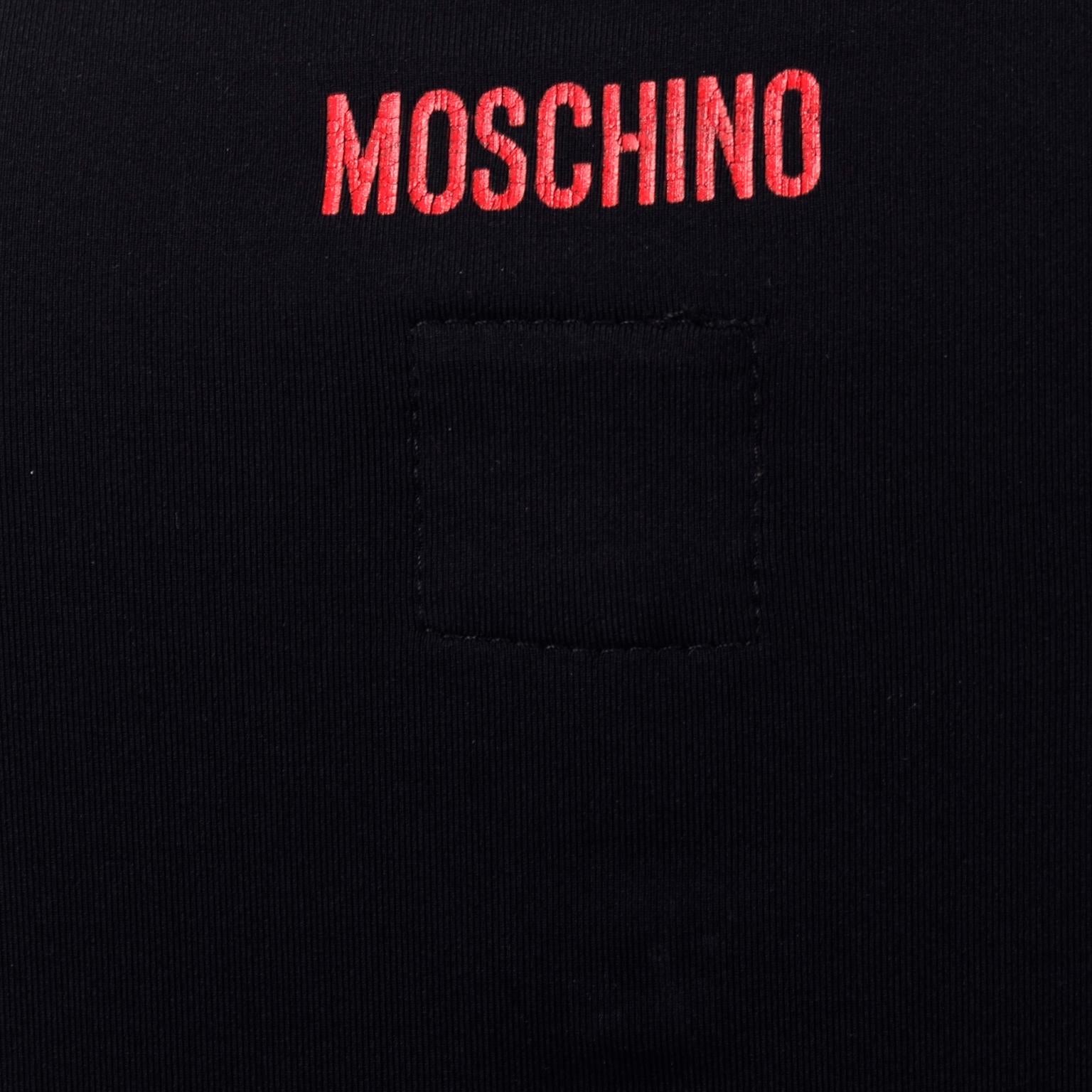 1990s Moschino Vintage Bodycon Fashion Is No More Red & Black Statement Dress 4