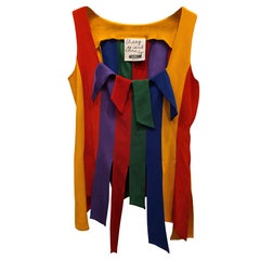 1990s Moschino vintage Cheap and Chic Carwash Rainbow Fringe Tank Top Größe S