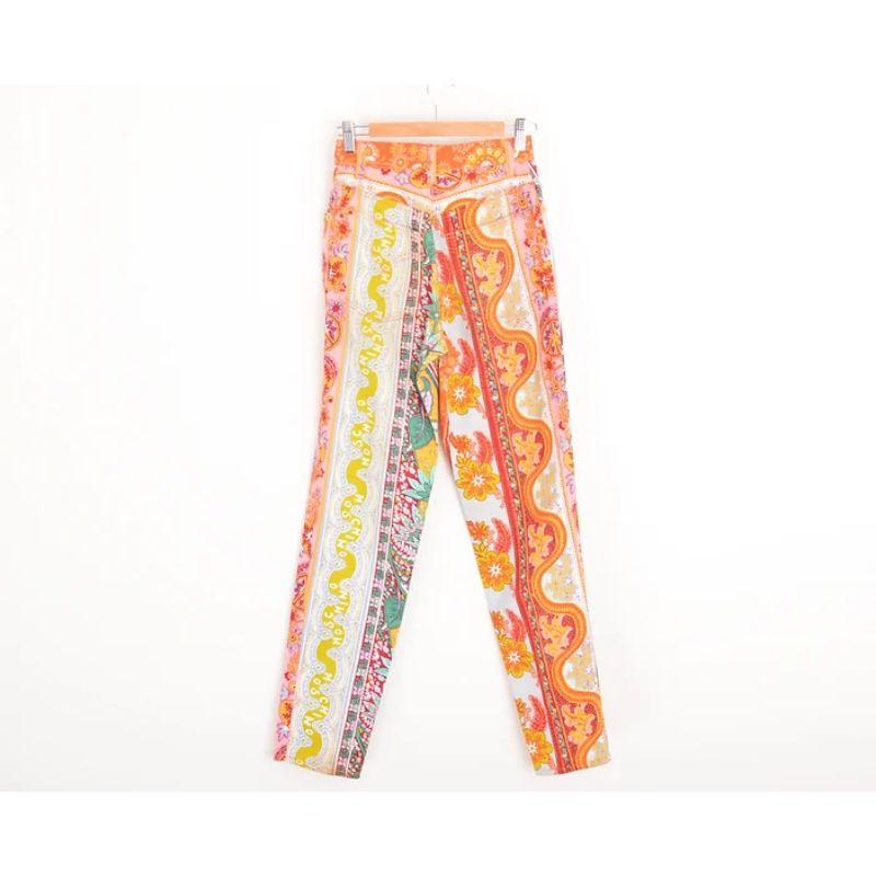 1990s Moschino Vintage Colourful Wallpaper Pattern Floral Paisley Jeans Trousers In Good Condition For Sale In Sheffield, GB