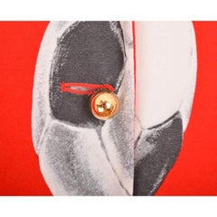 1990's Moschino Vintage Football Print Kitsch Red Blazer Jacket