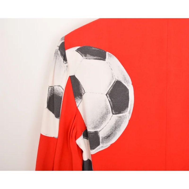 1990's Moschino Vintage 'Football' Print Kitsch Red Blazer Jacket For Sale 2