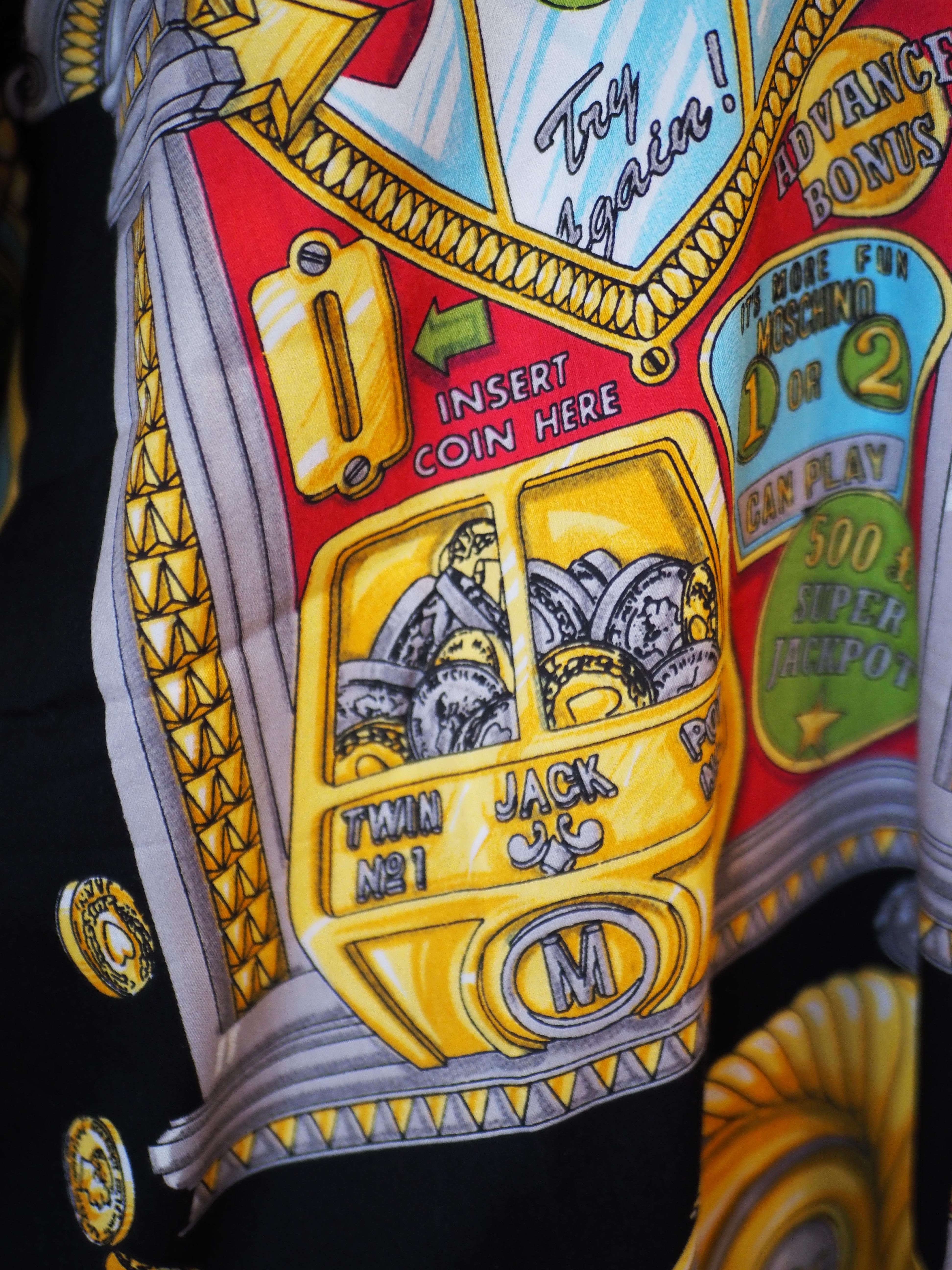 1990er Moschino Vintage ikonisches Slotter Casino mehrfarbiges Hemd im Angebot 2