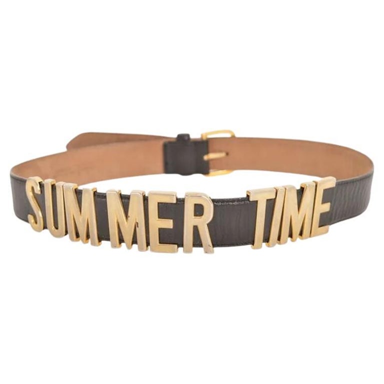 #MOSCHINO Leather Logo Belt Gold 90 NEW. Moschino 1990s Gold Tone Logo Black Leather Belt – Vintage  main image 4