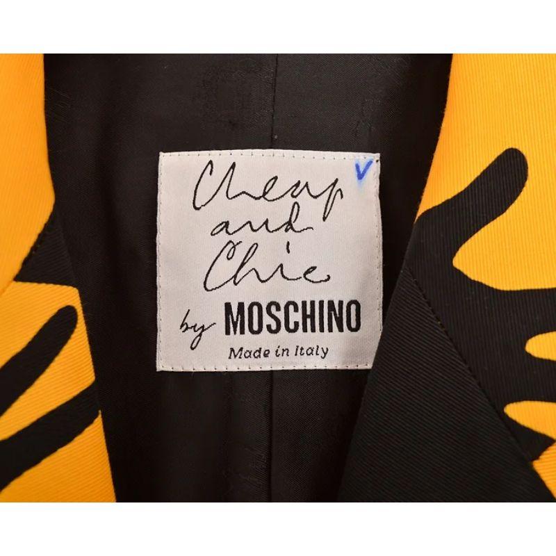 Black 1990's Moschino Yellow Silhouette Jazz Hands Fun Blazer Jacket