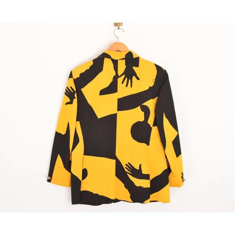 1990's Moschino Yellow Silhouette Jazz Hands Fun Blazer Jacket In Good Condition In Sheffield, GB
