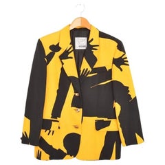 1990's Moschino Yellow Silhouette Jazz Hands Fun Blazer Jacket
